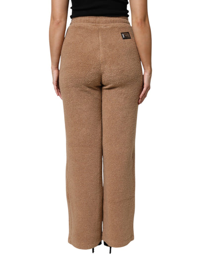 Brown Logo Plaque Sweatpants Straight Pants
