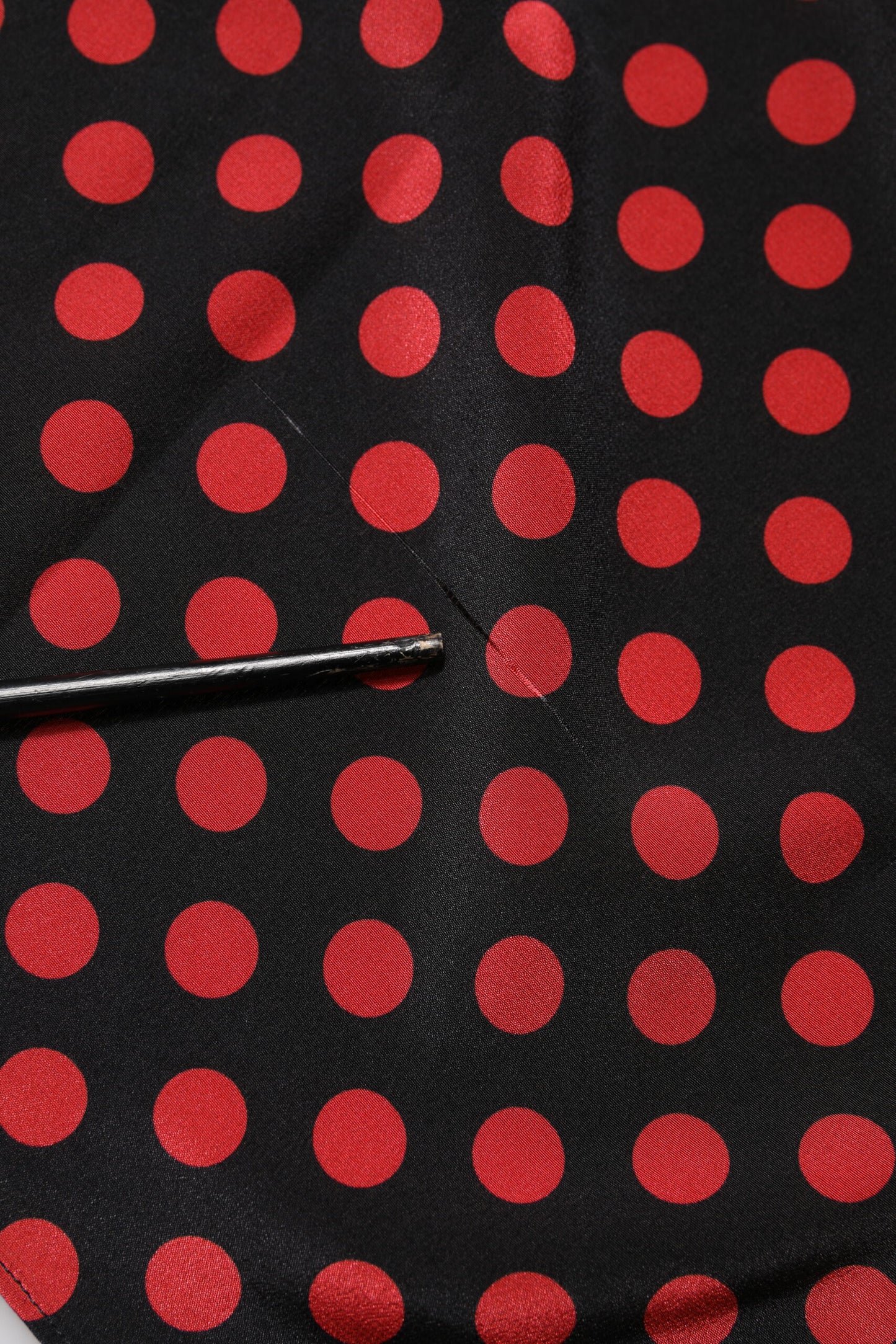 Black Red Polka Dot Silk Long Sleeves Top