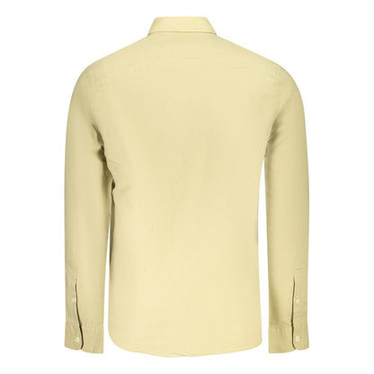 Beige Cotton Men Shirt