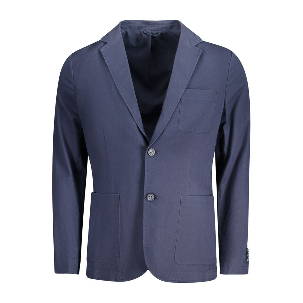 Blue Cotton Men Jacket