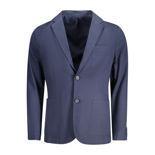 Blue Cotton Men Jacket