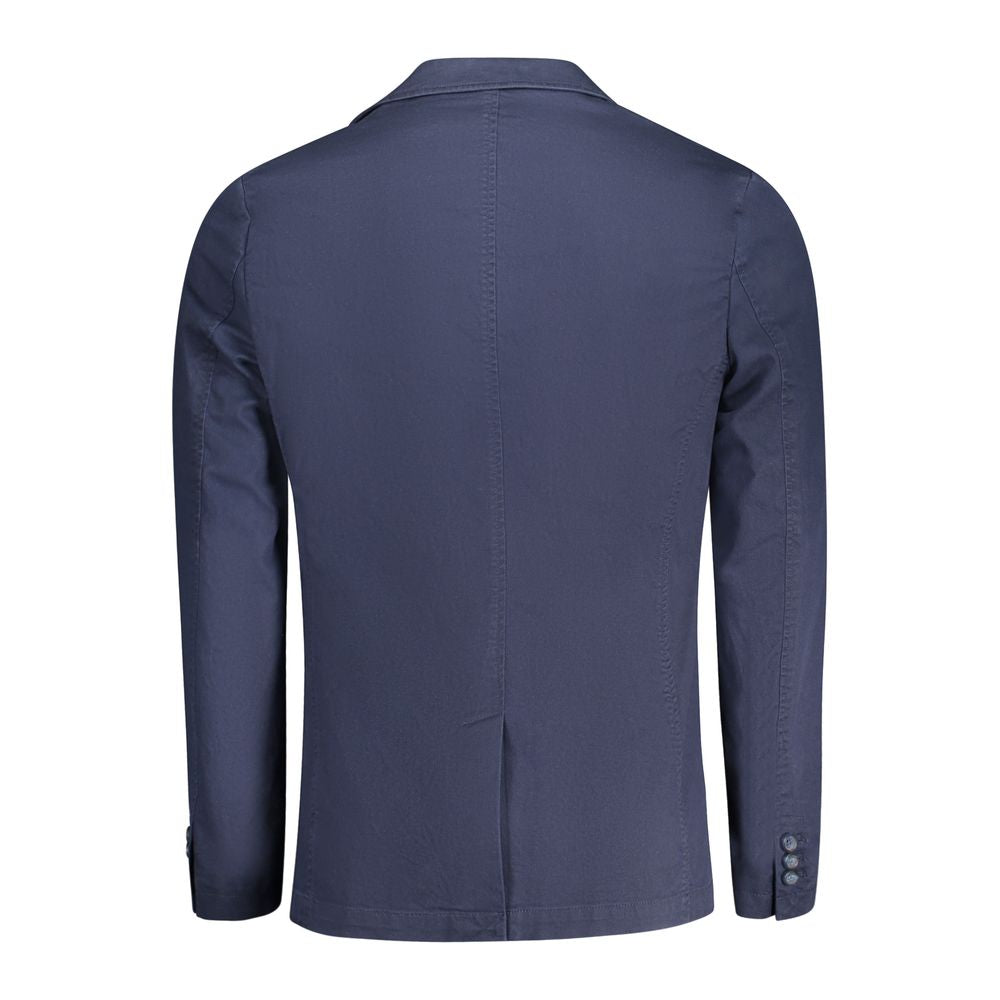 Blue Cotton Men Jacket