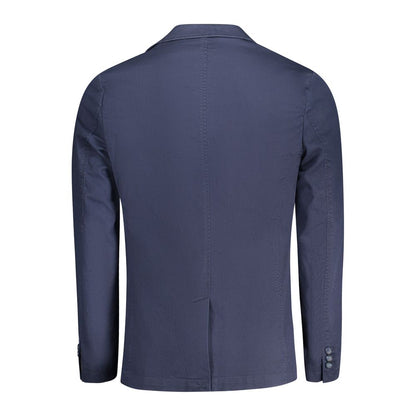 Blue Cotton Men Jacket