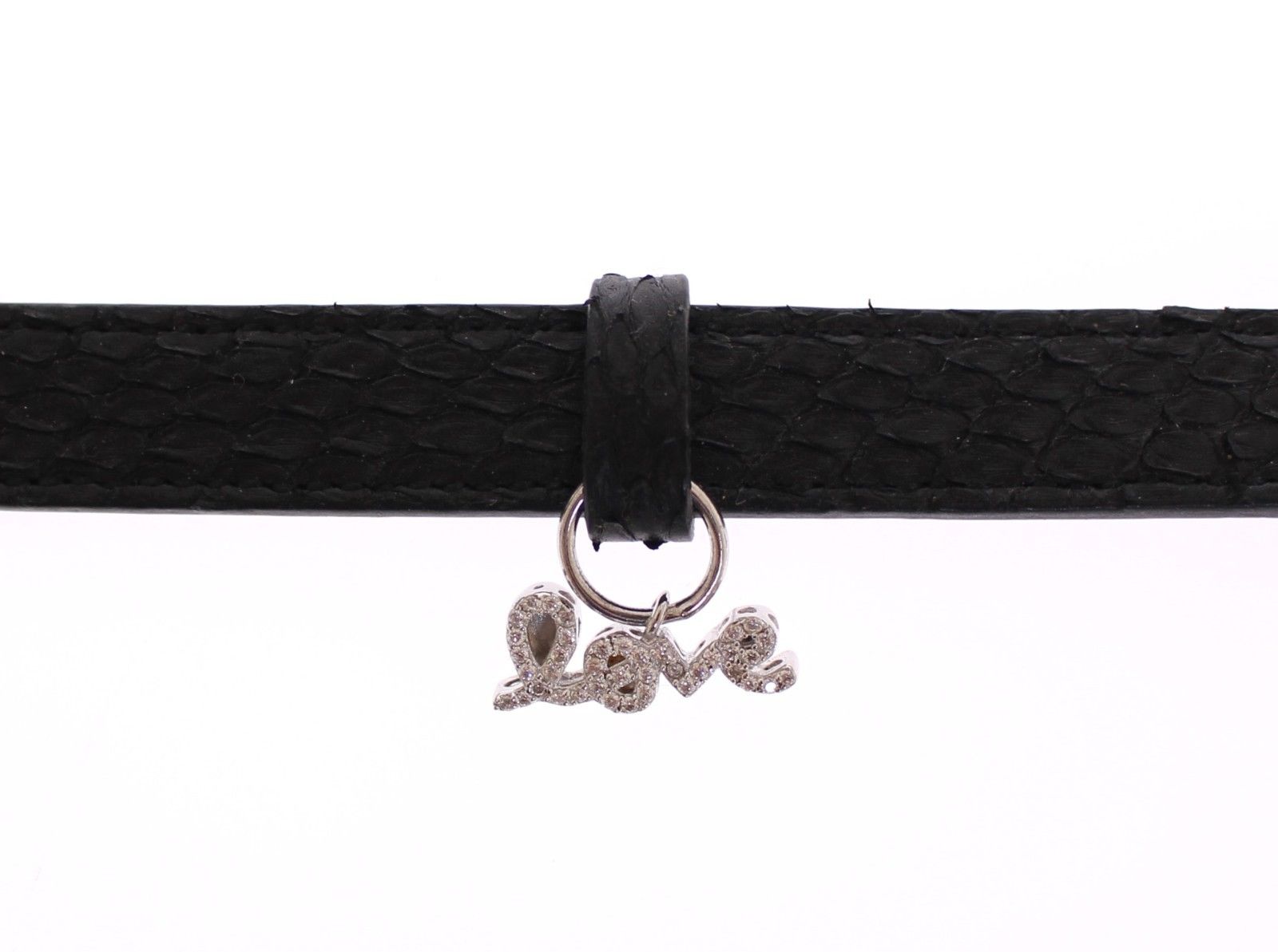 Exquisites schwarzes Schlangenhaut-Silberarmband