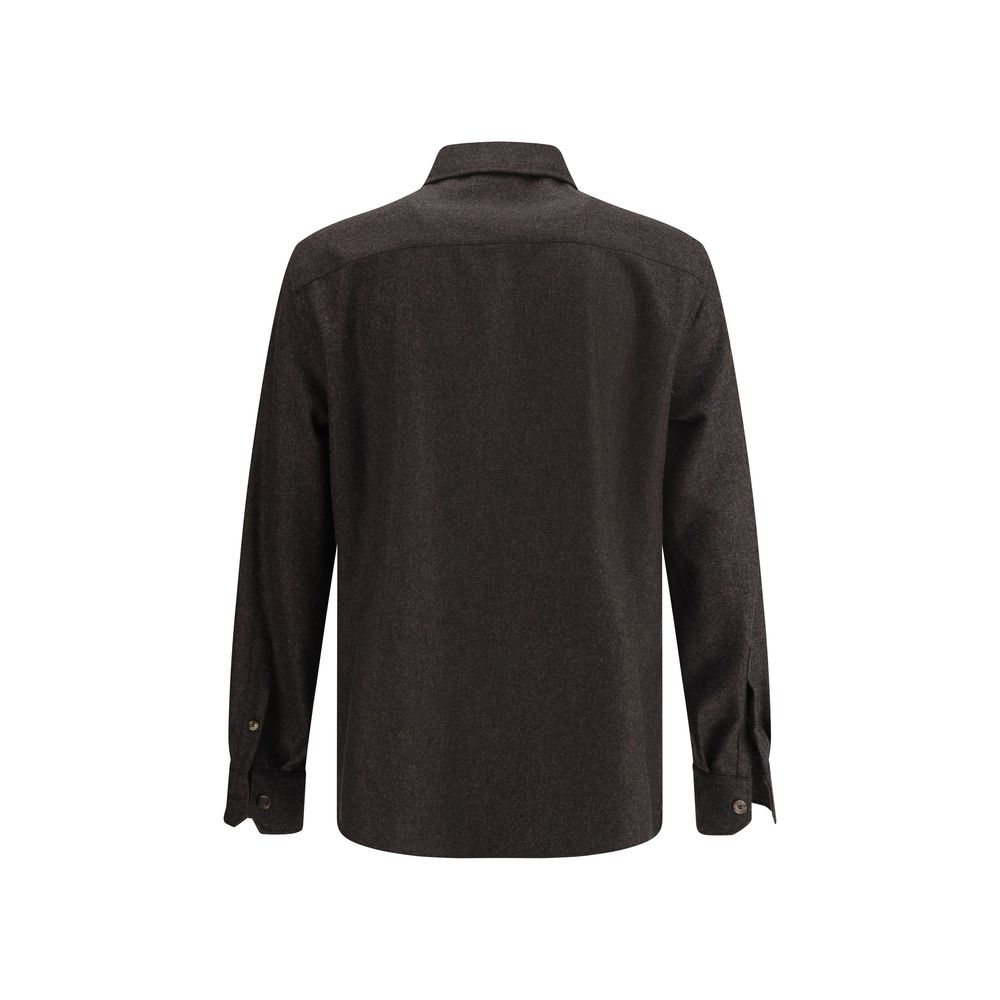 Brown Fleece Wool Pattern Shirt
