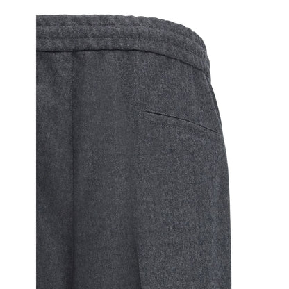 Gray Fleece Wool Casual Pants