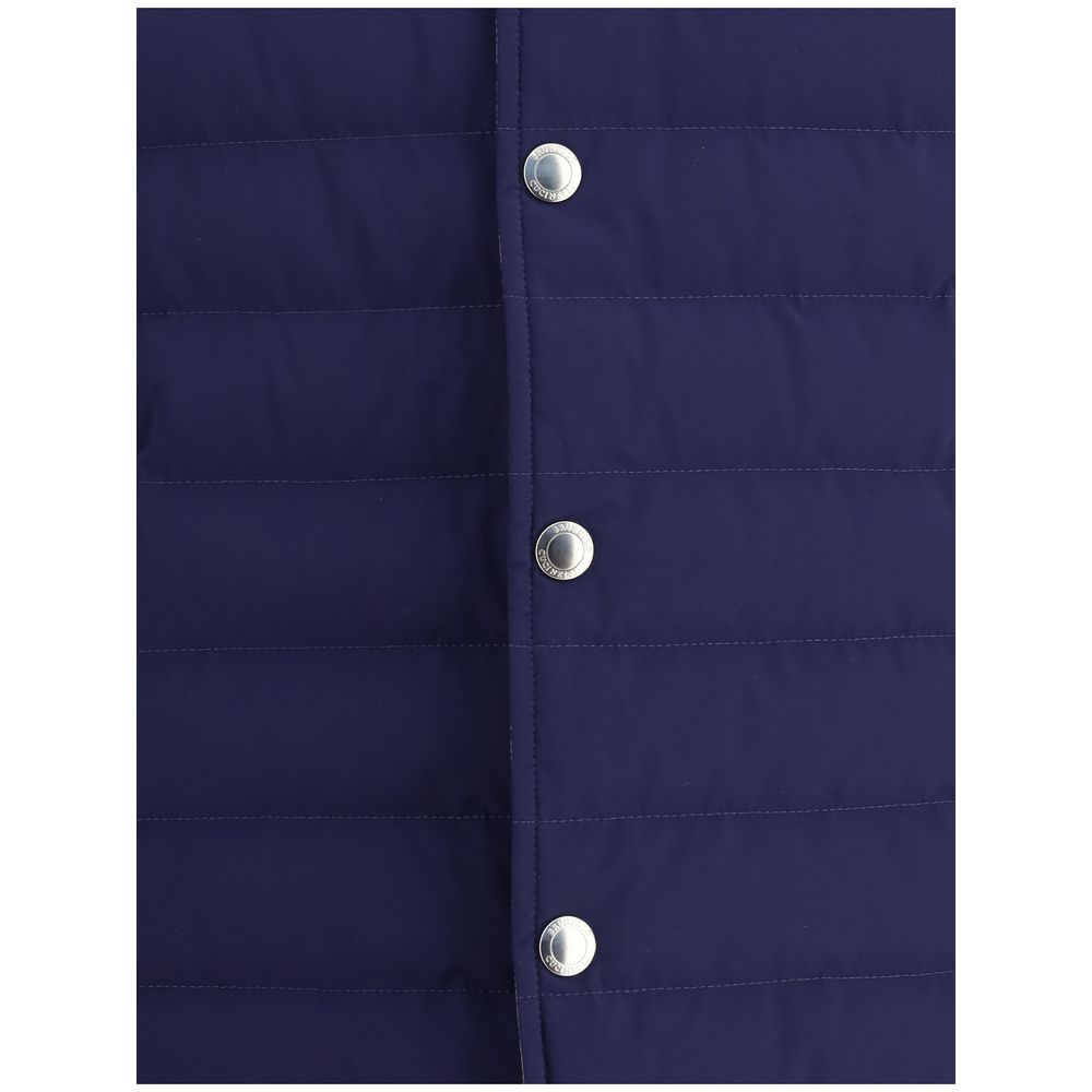 Blue Polyester Sleveless Jacket