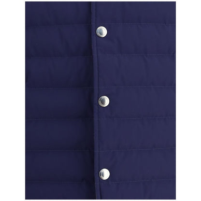 Blue Polyester Sleveless Jacket