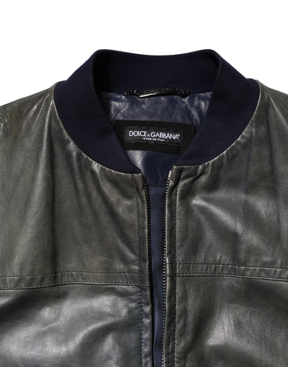 Black Lambskin Leather Biker Full Zip Jacket