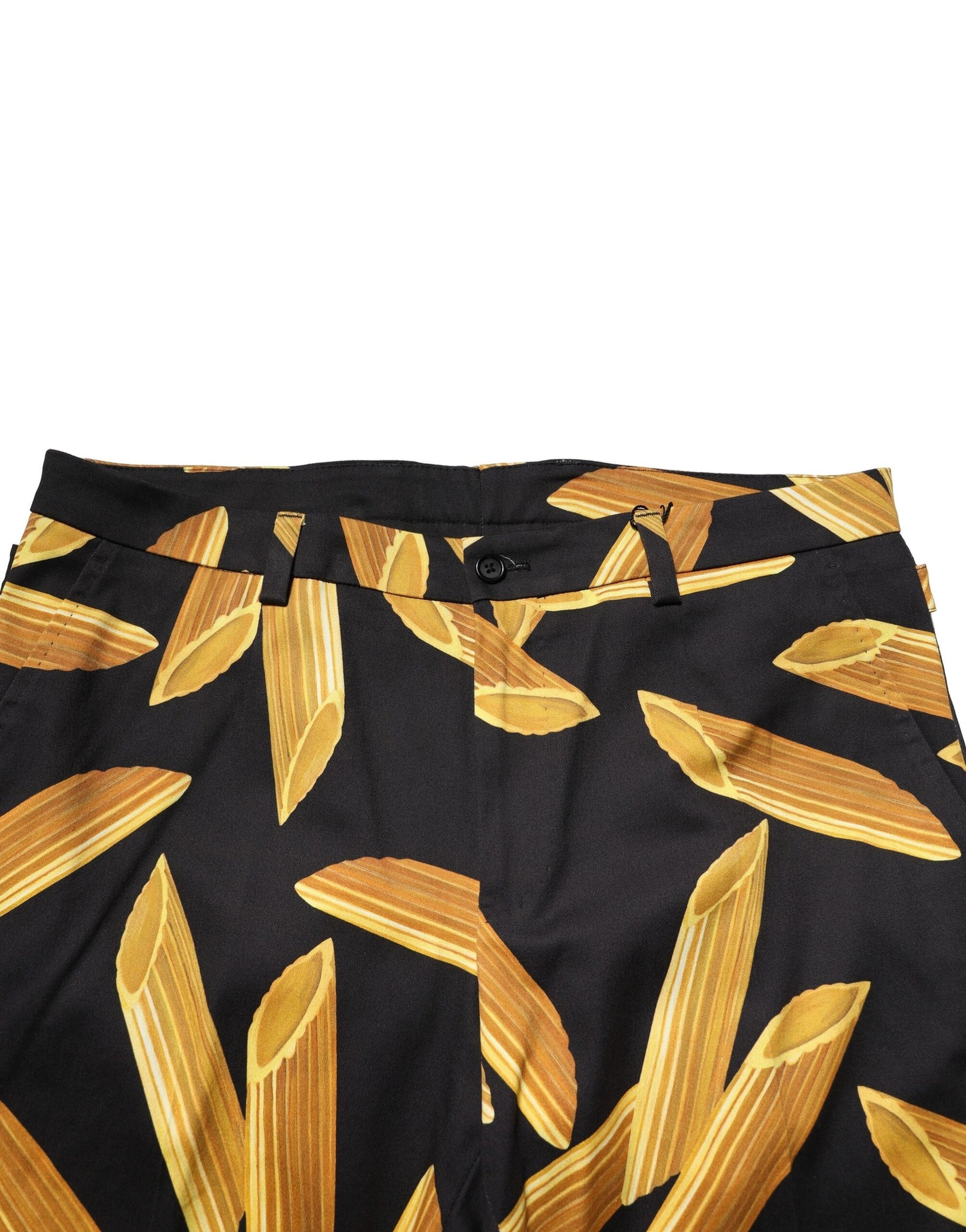 Black Pasta Print Tapered Men Pants