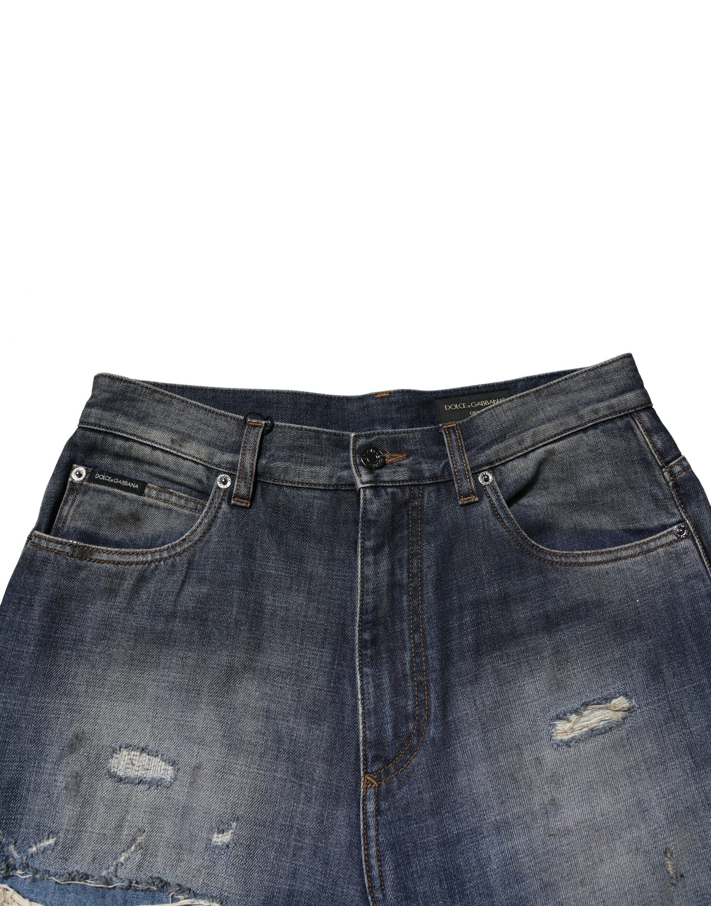 Blue Washed Tattered Cotton Men Jeans