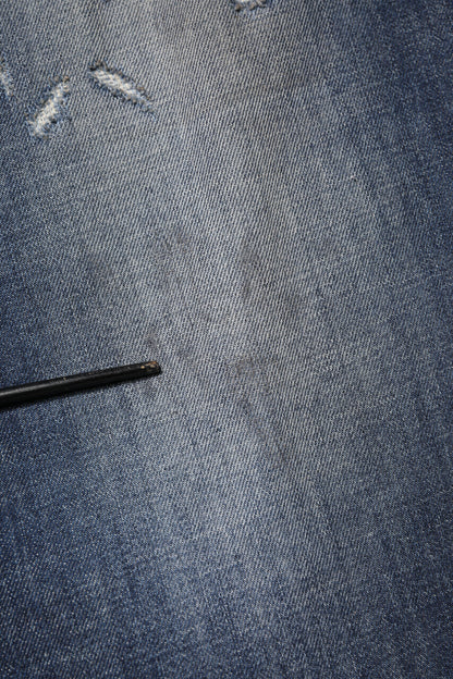 Blue Washed Tattered Cotton Men Jeans