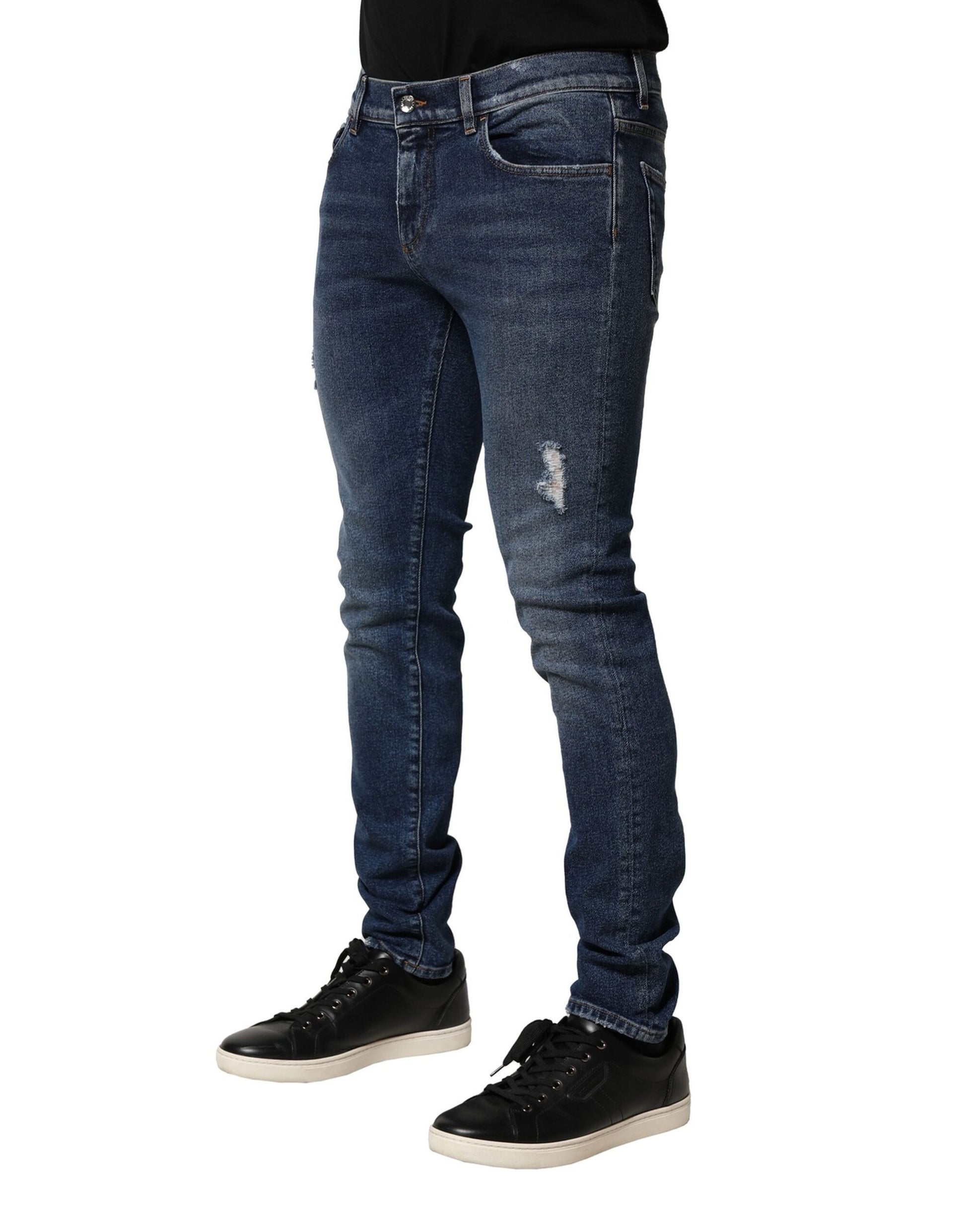 Blue Washed Skinny Cotton Denim Jeans