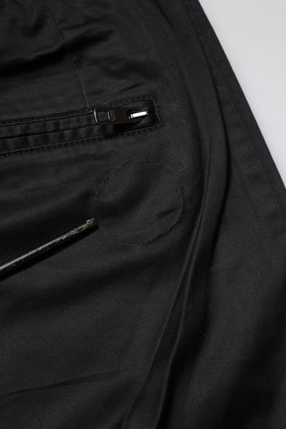 Black Cotton Mid Waist Jogger Pants