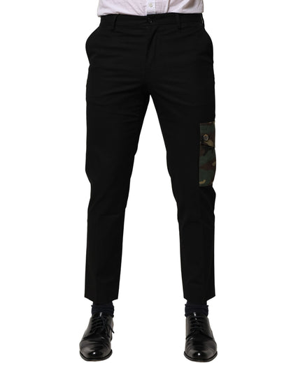 Black Cotton Cargo Dress Men Pants