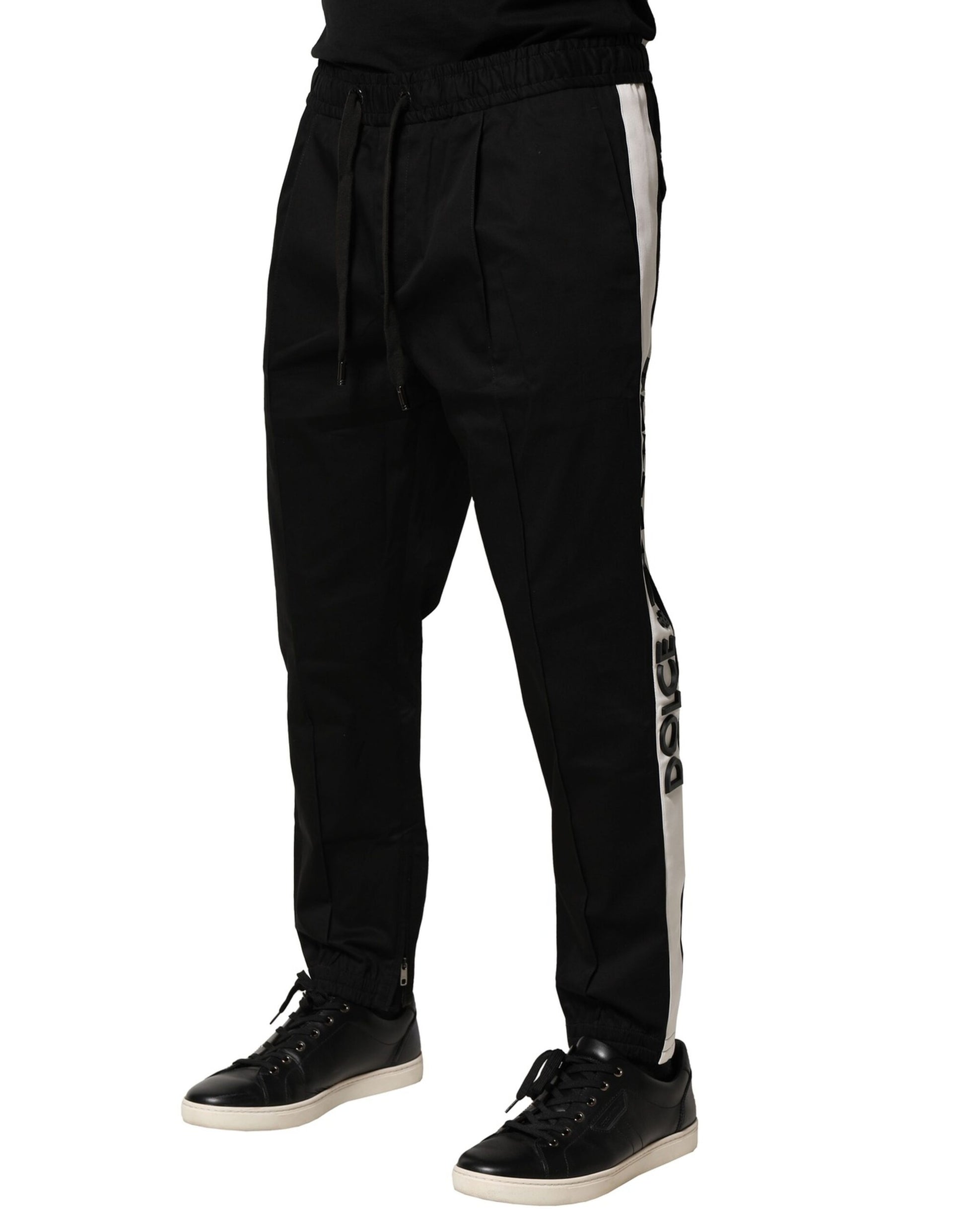 Black Cotton Mid Waist Jogger Pants