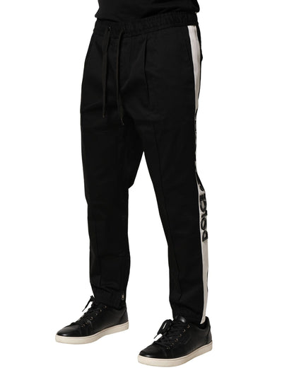Black Cotton Mid Waist Jogger Pants