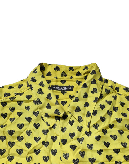 Yellow Heart Short Sleeves Men Casual Shirt