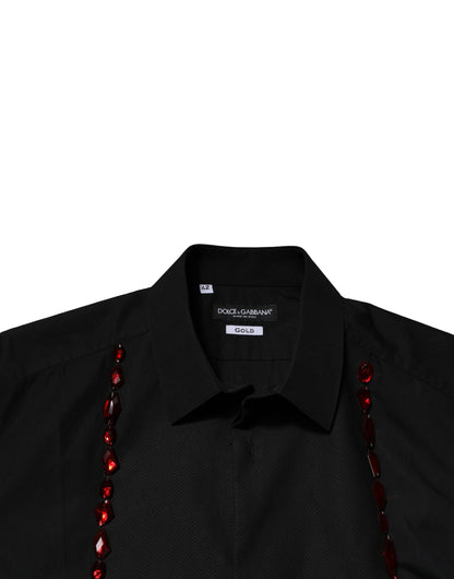 Black Crystal GOLD Formal Men Dress Shirt