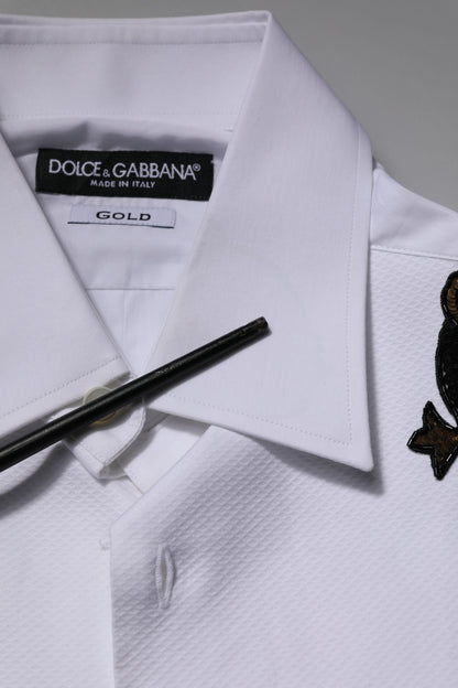 White GOLD Embellished Formal Men Dress Shirt