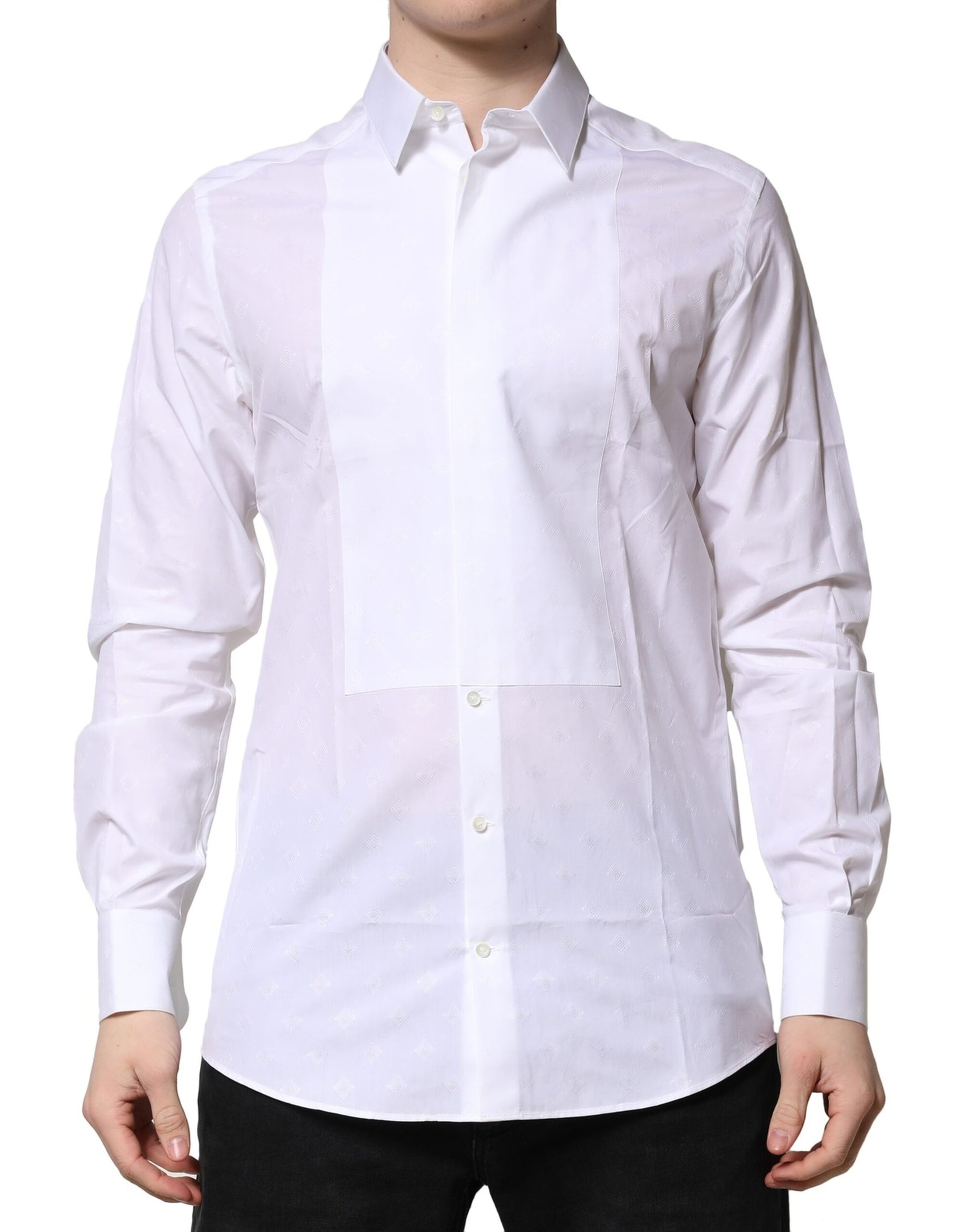 White Bib Cotton Poplin GOLD Formal Shirt