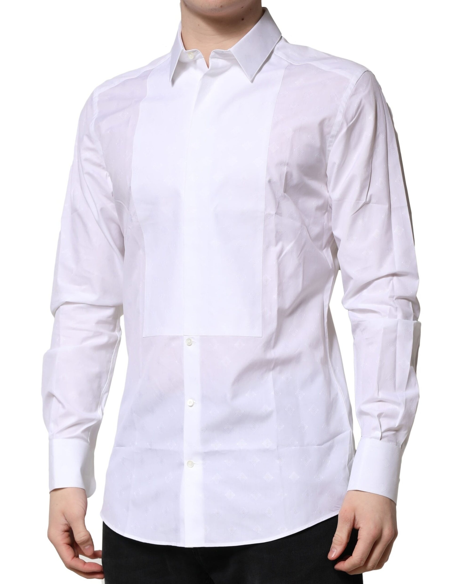White Bib Cotton Poplin GOLD Formal Shirt