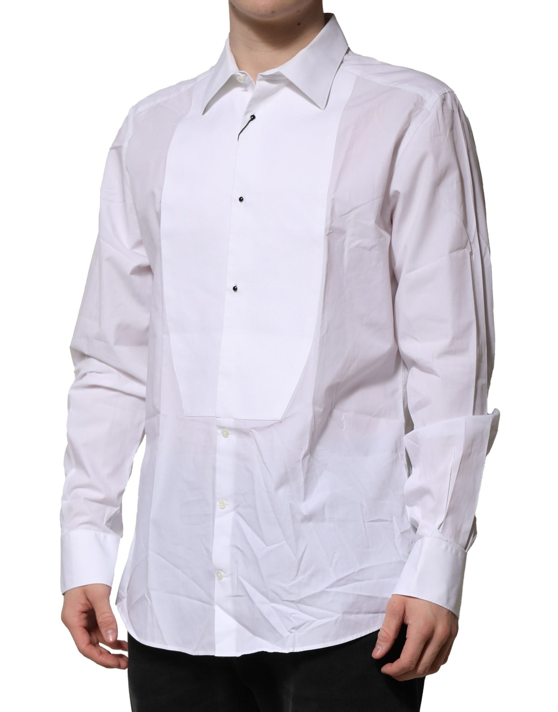White Bib Cotton Poplin GOLD Formal Shirt