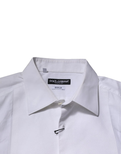 White Bib Cotton Poplin GOLD Formal Shirt