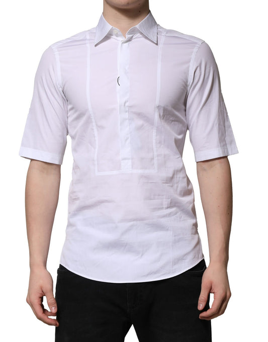 White Cotton Short Sleeves Dress Formal Shirt