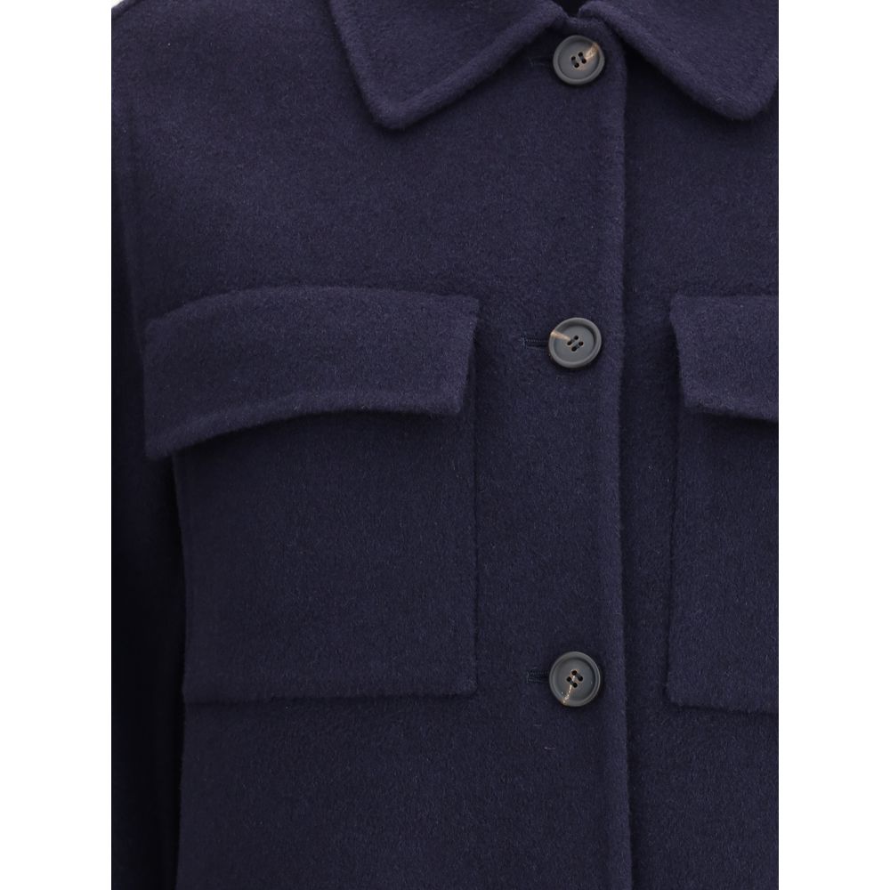 Blue Fleece Wool Coat