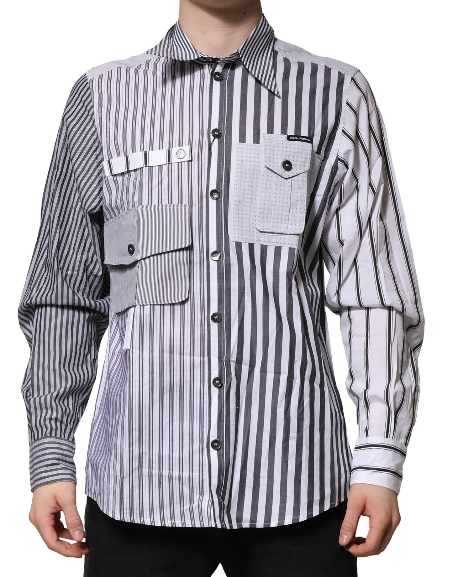 White Gray Striped Cotton Men Casual Shirt