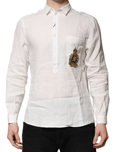 White DG Crown Embellish Dress Formal Shirt
