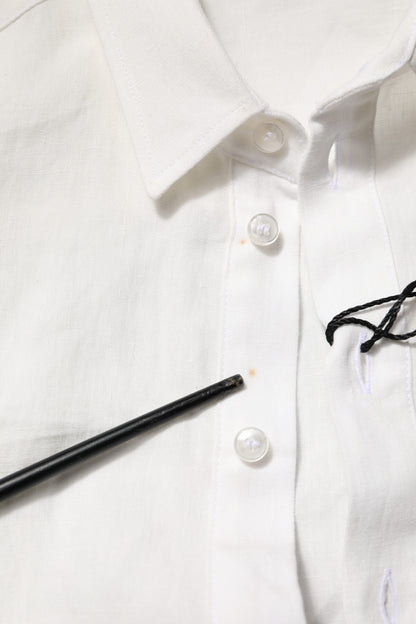 White DG Crown Embellish Dress Formal Shirt