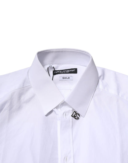 White Cotton GOLD Long Sleeves Formal Shirt