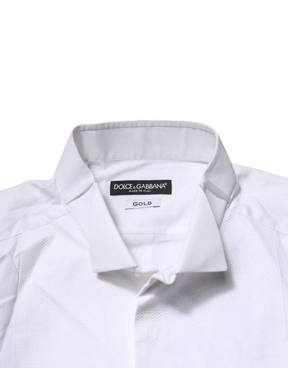 White GOLD Bib Poplin Dress Men Formal Shirt