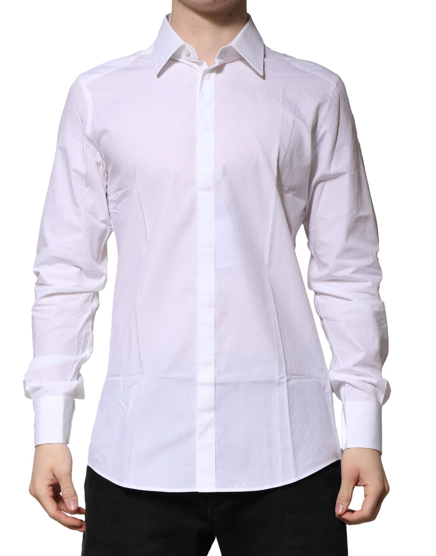 White GOLD Long Sleeves Men Dress Formal Shirt