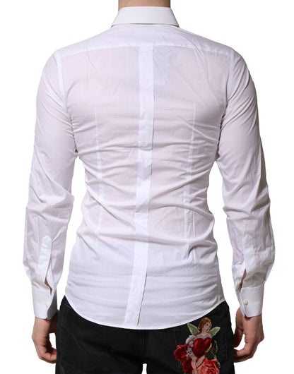 White Floral Embroidery Men GOLD Formal Shirt