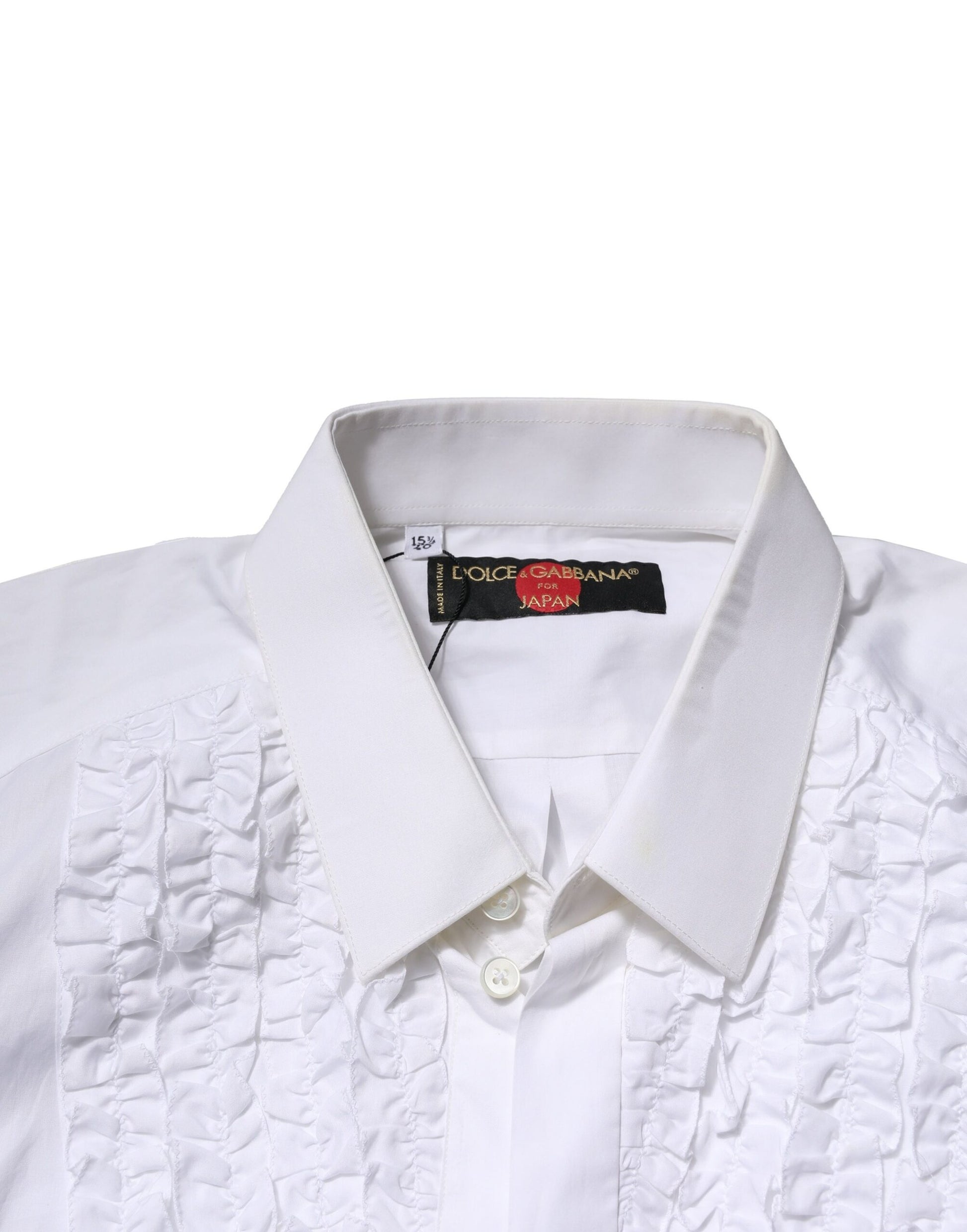 White Cotton Ruffled Detailing Formal Shirt