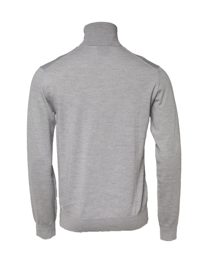 Gray Long Sleeve Turtleneck Pullover Sweater