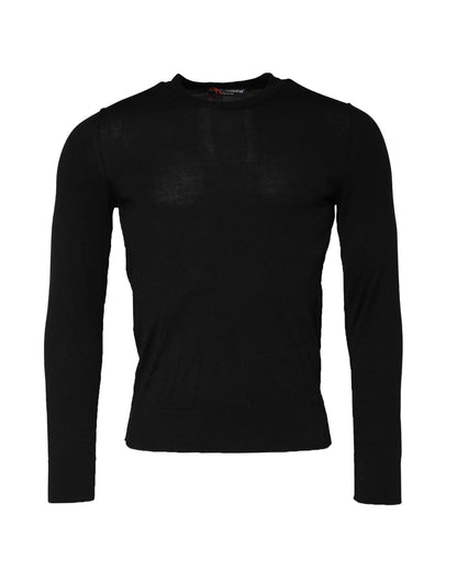 Black Long Sleeve Crew Neck Pullover Sweater