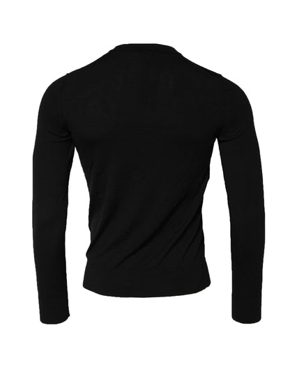 Black Long Sleeve Crew Neck Pullover Sweater