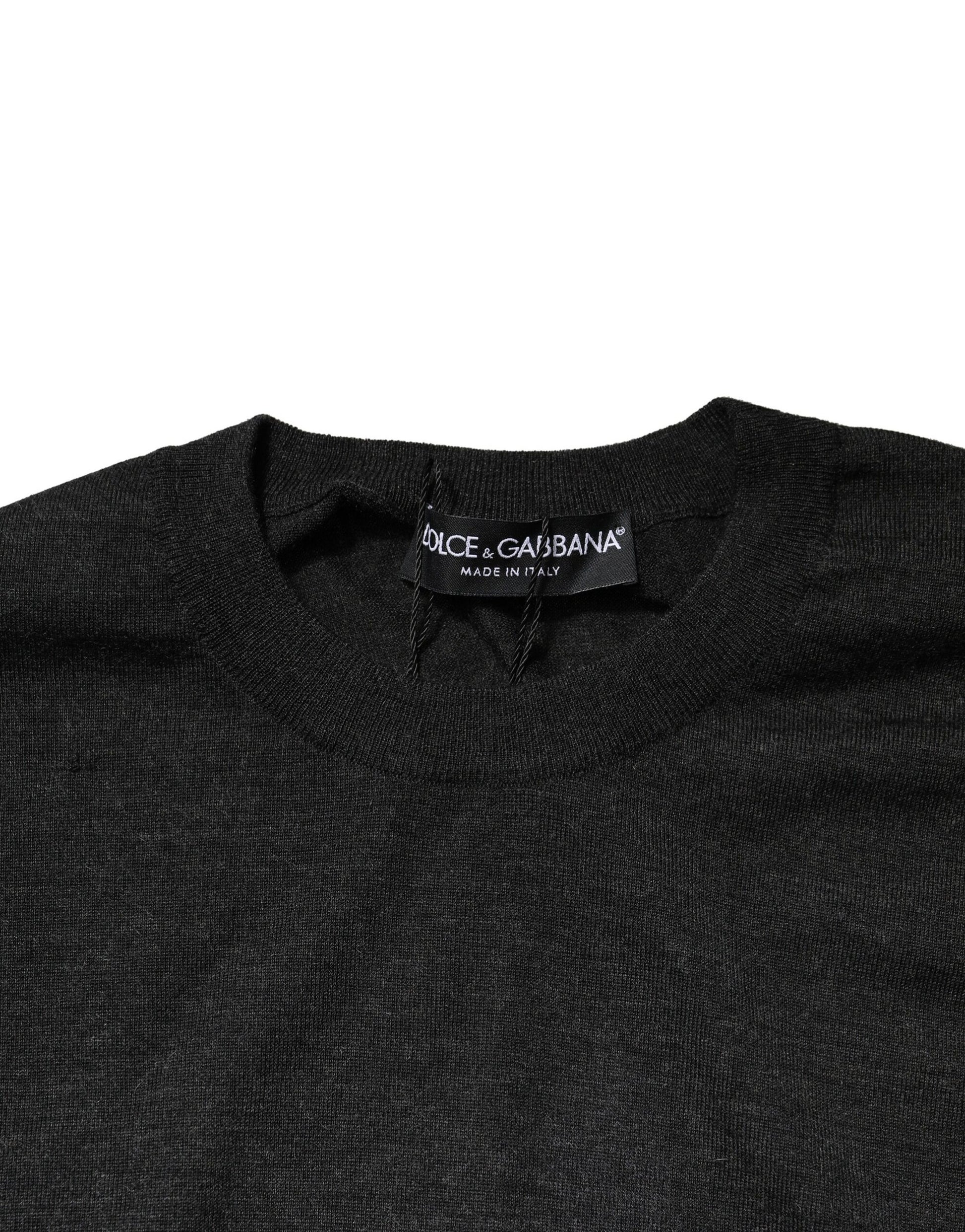 Gray Long Sleeve Crew Neck Pullover Sweater