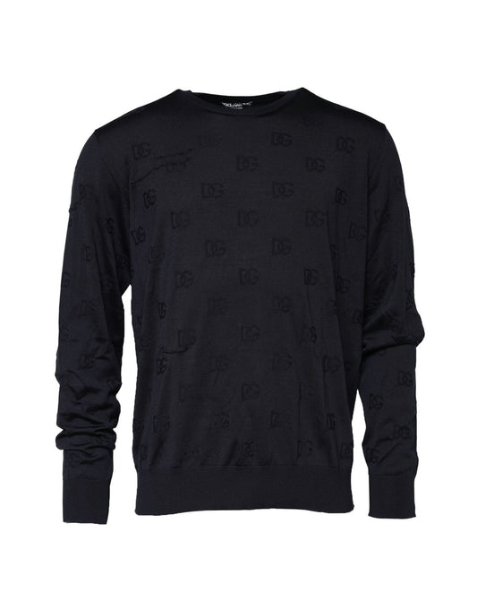 Black Silk Crew Neck Sweatshirt Sweater