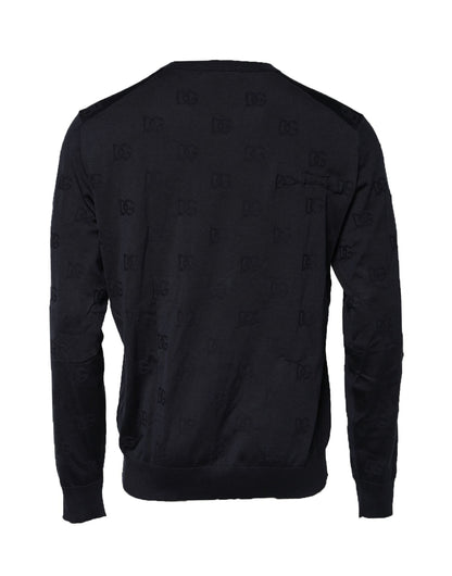 Black Silk Crew Neck Sweatshirt Sweater