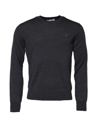 Dark Gray Wool Crew Neck Sweatshirt Sweater