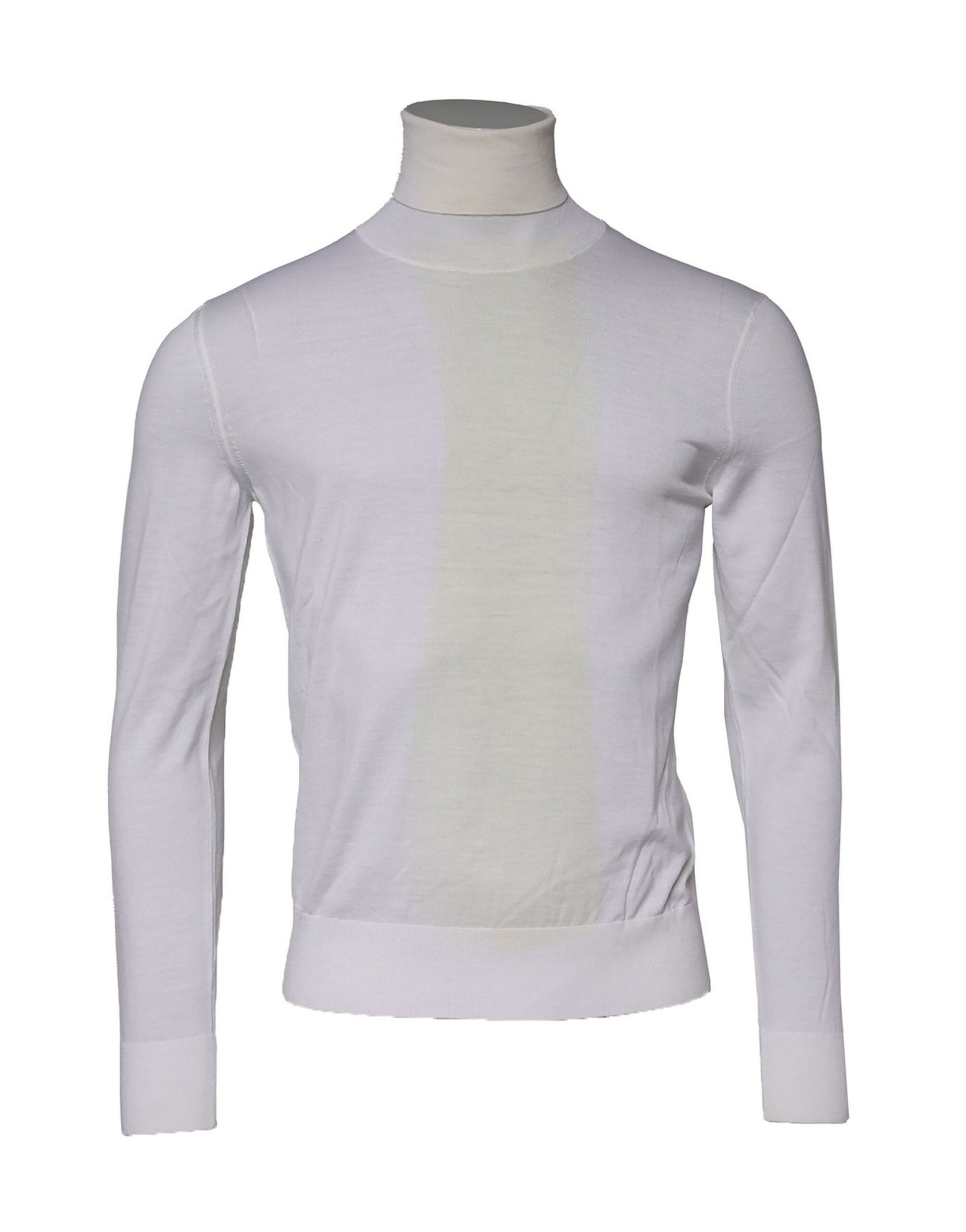 White Wool Turtleneck Men Sweatshirt Sweater