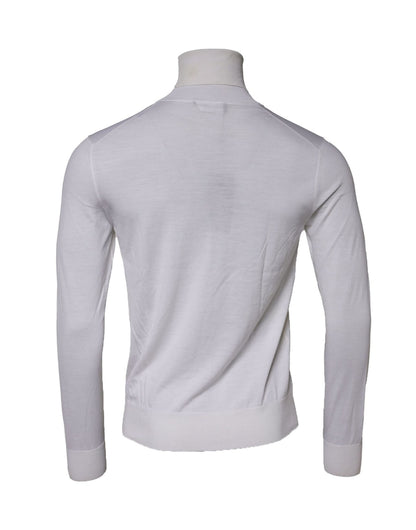 White Wool Turtleneck Men Sweatshirt Sweater