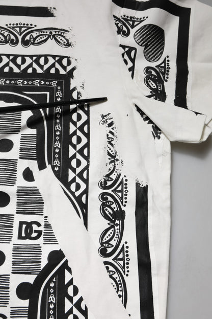 White Bandana Cotton Men Crew Neck T-shirt