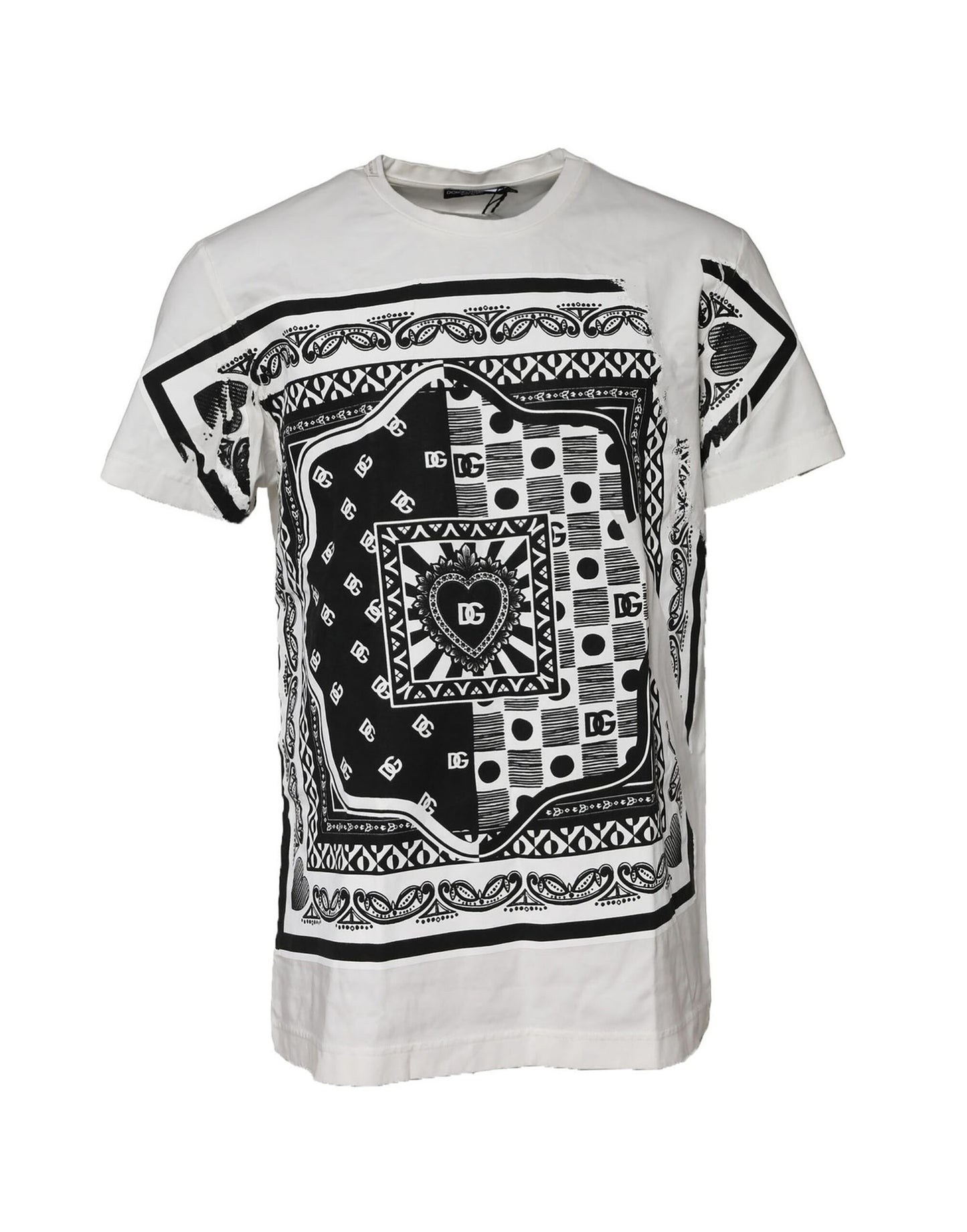 White Bandana Crew Neck Short Sleeves T-shirt