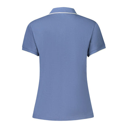 Blue Cotton Women Polo Shirt